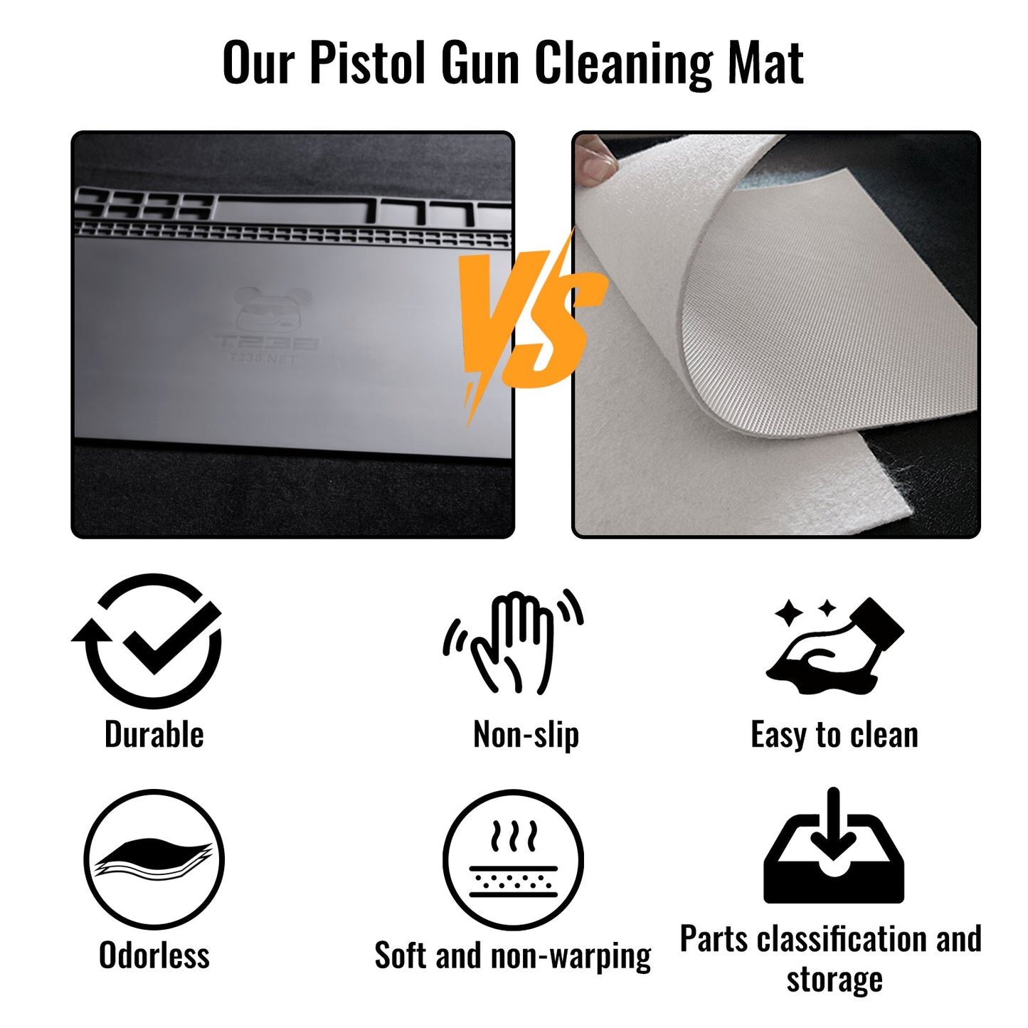 T238 Pistol Gun Cleaning Silicone Mat – Heavy - Duty Anti - Slip Rubber Tech Mat for Efficient Firearm MaintenanceT238