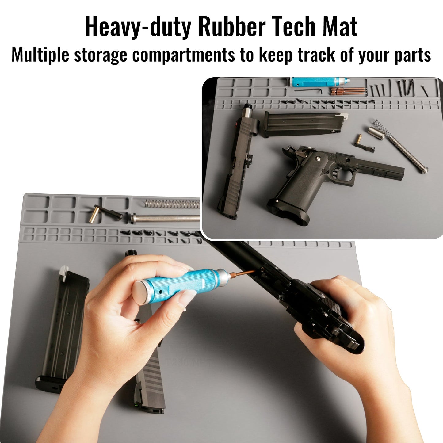 T238 Pistol Gun Cleaning Silicone Mat – Heavy - Duty Anti - Slip Rubber Tech Mat for Efficient Firearm MaintenanceT238