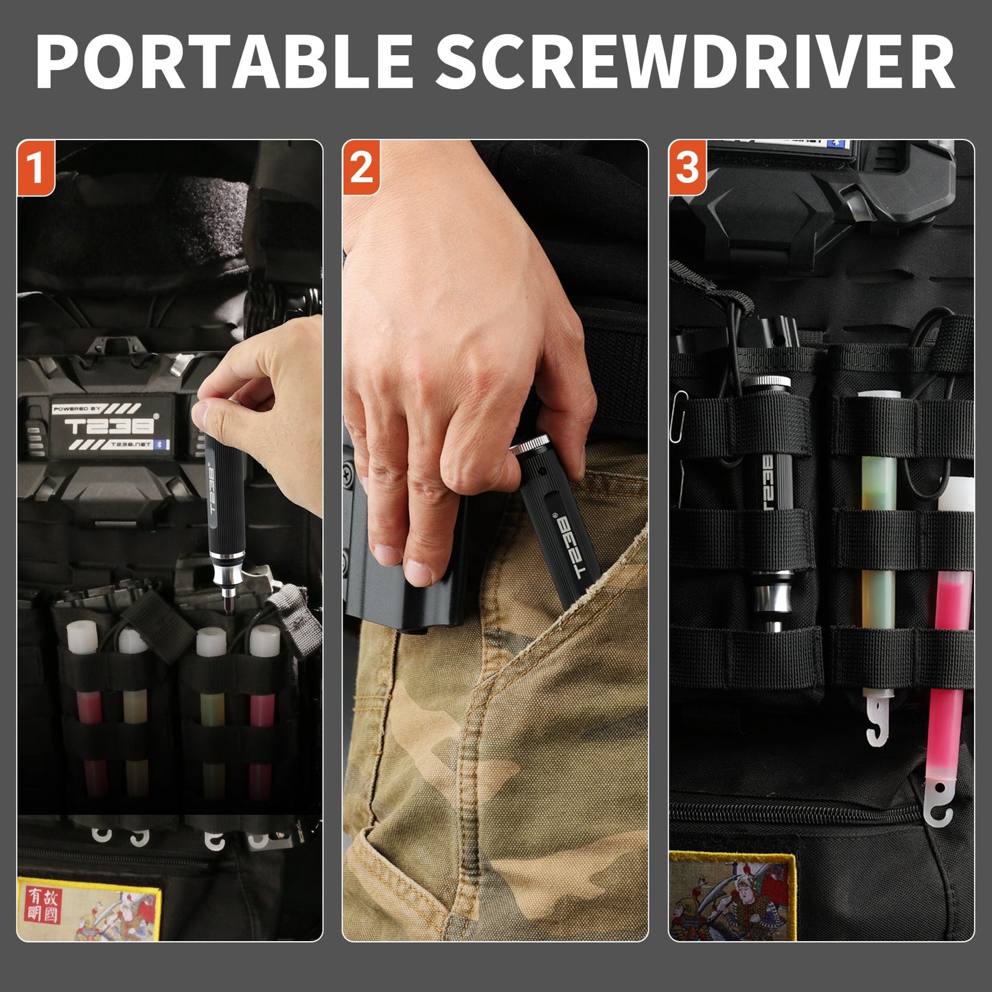 T238 6 - in - 1 Portable Screwdriver, Red SteelT238