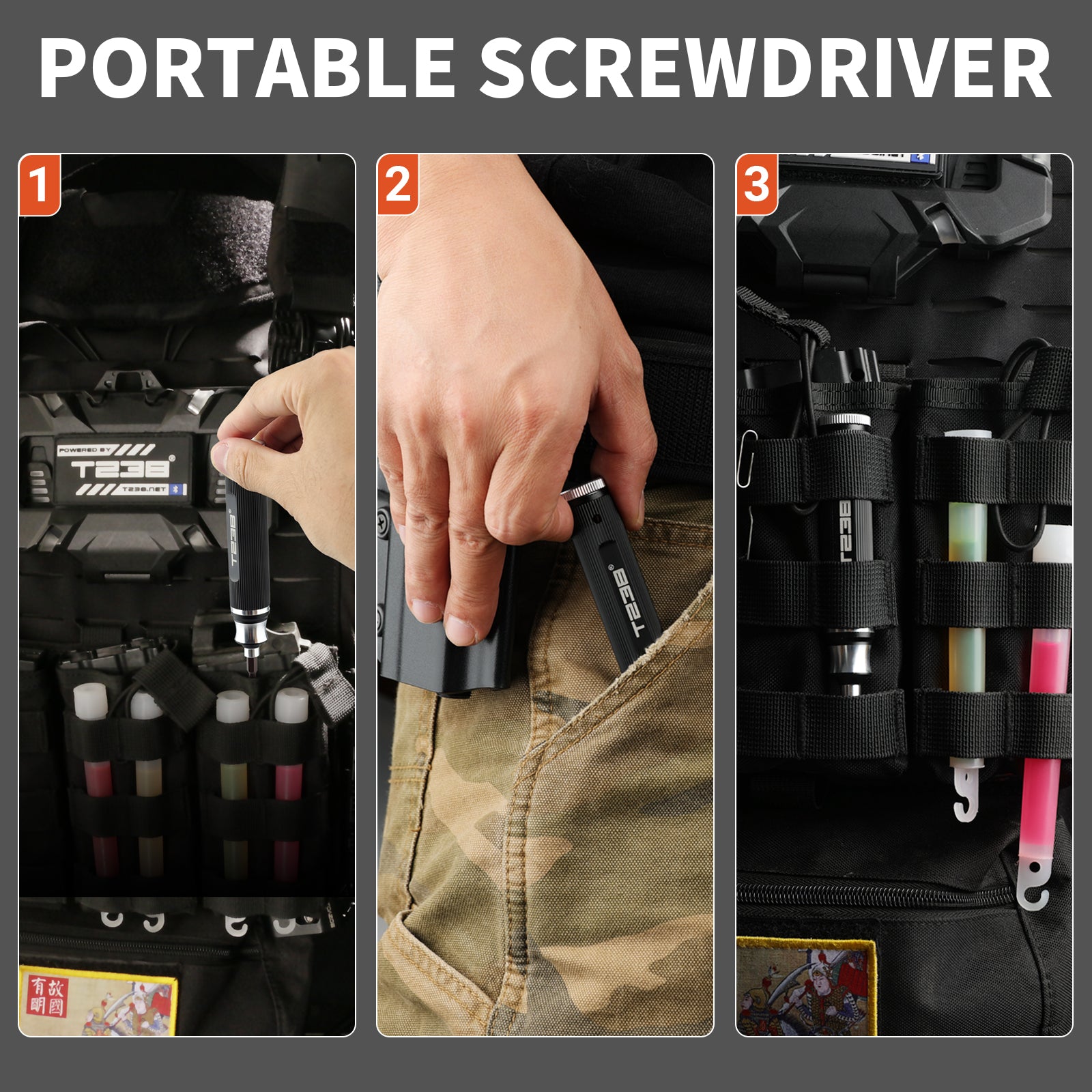 T238 6 - in - 1 Portable Screwdriver, Red SteelT238