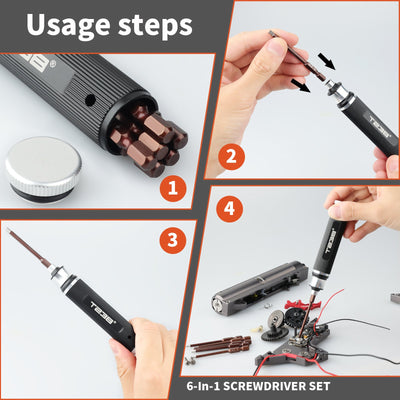 T238 6 - in - 1 Portable Screwdriver, Red SteelT238