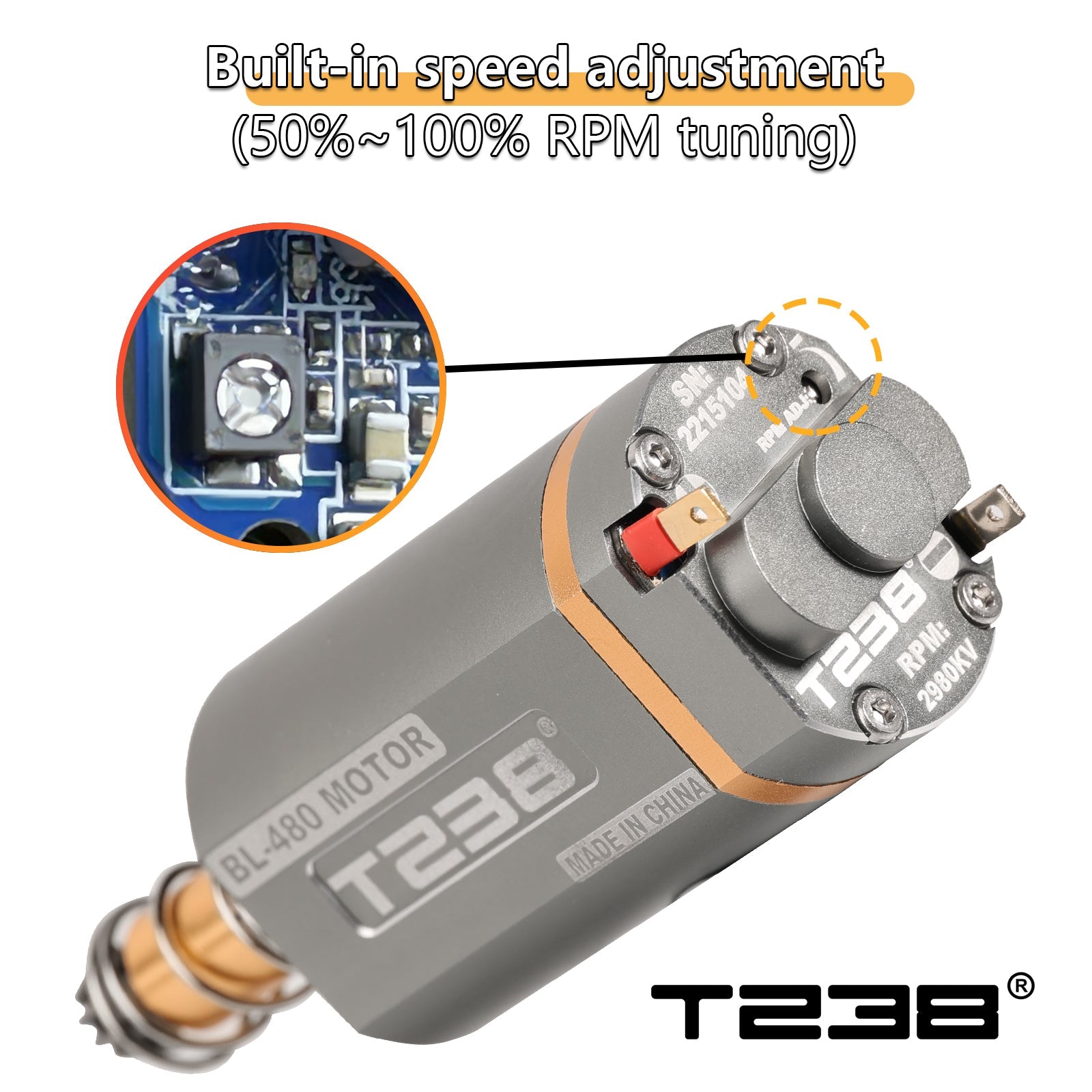 T238 Brushless Motor High Thermal Efficiency High Torque & Speed
