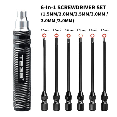 T238 Professional Black Titanium Screwdriver Set - 6 - Piece - Professional GradeT238