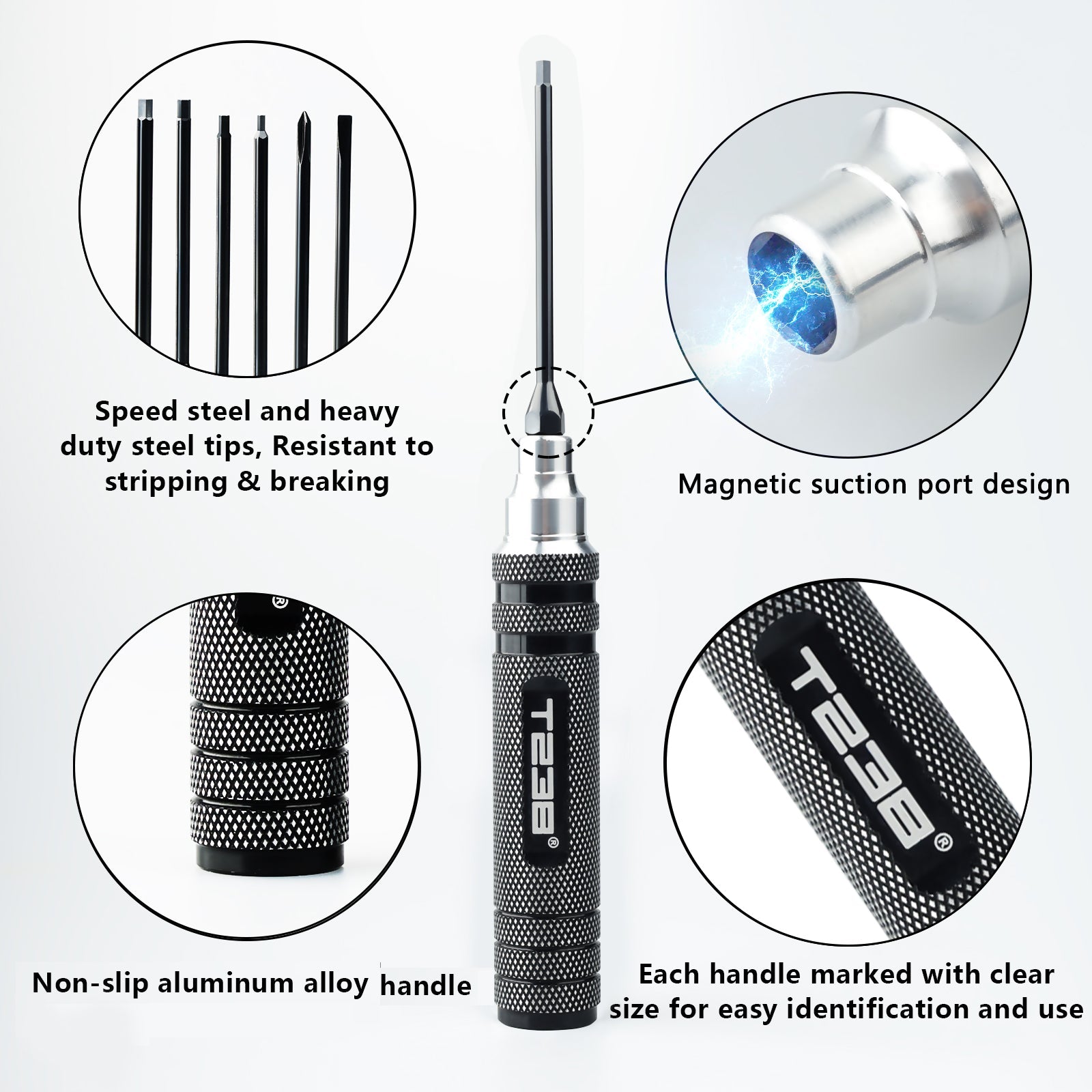 T238 Professional Black Titanium Screwdriver Set - 6 - Piece - Professional GradeT238