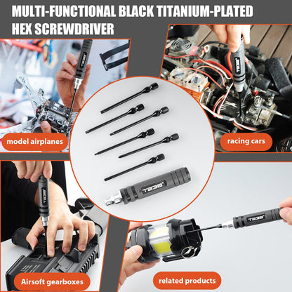T238 Professional Black Titanium Screwdriver Set - 6 - Piece - Professional GradeT238